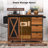 55.5" Farmhouse Kitchen Island with Drop Leaf, Kitchen Storage Island with Barn Door, Power Outlet, Rolling Kitchen Cart on Wheels with Spice Rack, for Home, Kitchen, Dining Room, Black-1197287797