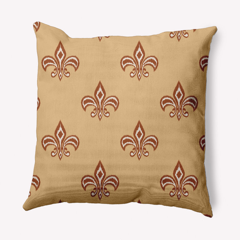 Coussin décoratif carré Fleur De Lis, 18 po x 18 po, Or pâle