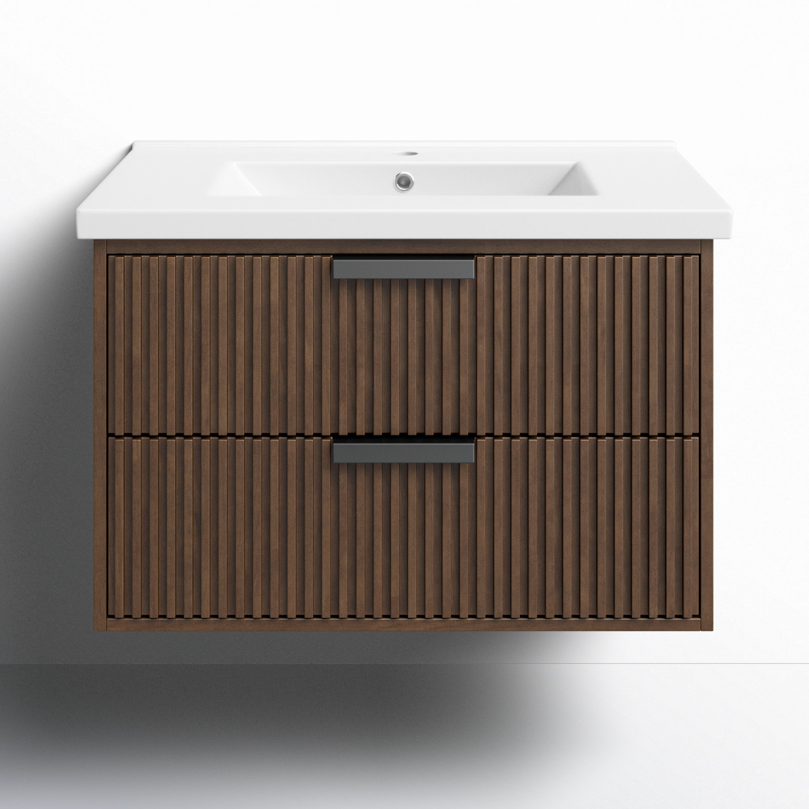 Anelie 30'' Single Bathroom Vanity, Walnut, Matte Black