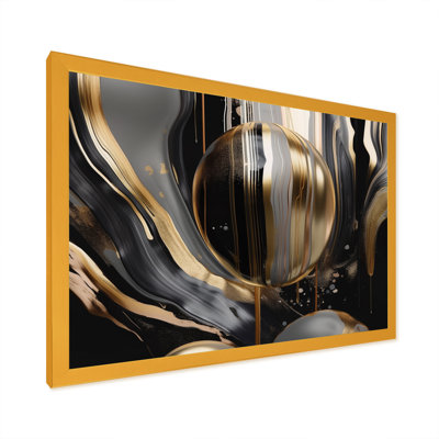 Gold And Black Captivating Marble III - Abstract Marble Wall Art