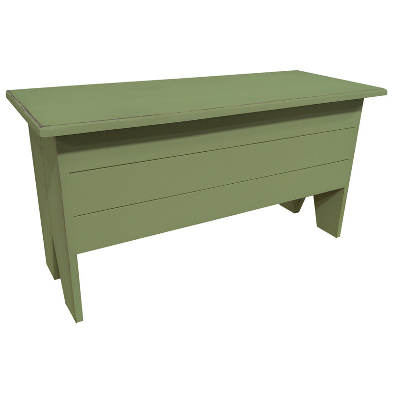 Banc de rangement en bois massif Kalki, Vieux sauge, H 18,5 po x l 36 po x P 14,5 po