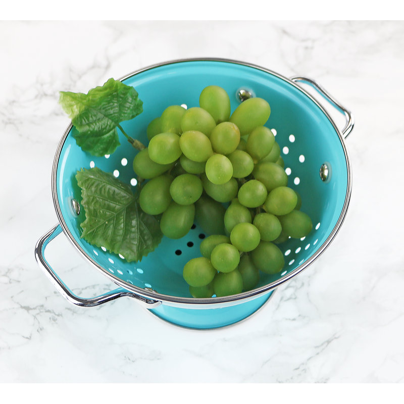 Prep & Savour Adame Steel Colander, Turquoise, 1 QT