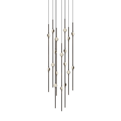Constellation - Aries 12" Round LED Pendant - Satin Nickel Fixture - White Optical Acrylic Shade - 3000K - 120" Cable
