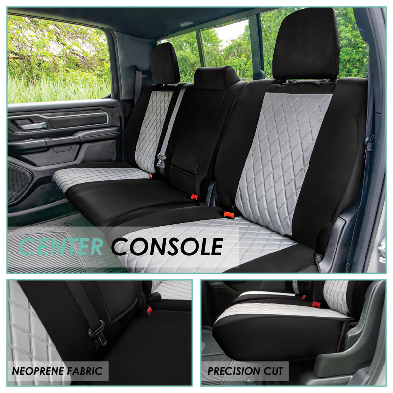 Neoprene CustomtoFit Seat Covers for 2019 to 2022 Dodge RAM 1500 Rear Set, Gray