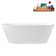 67" Streamline Soaking Glossy White Freestanding Tub and Tray With Internal Drain