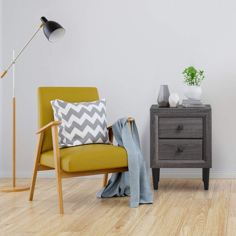 Ledet Solid Wood End Table, Grey