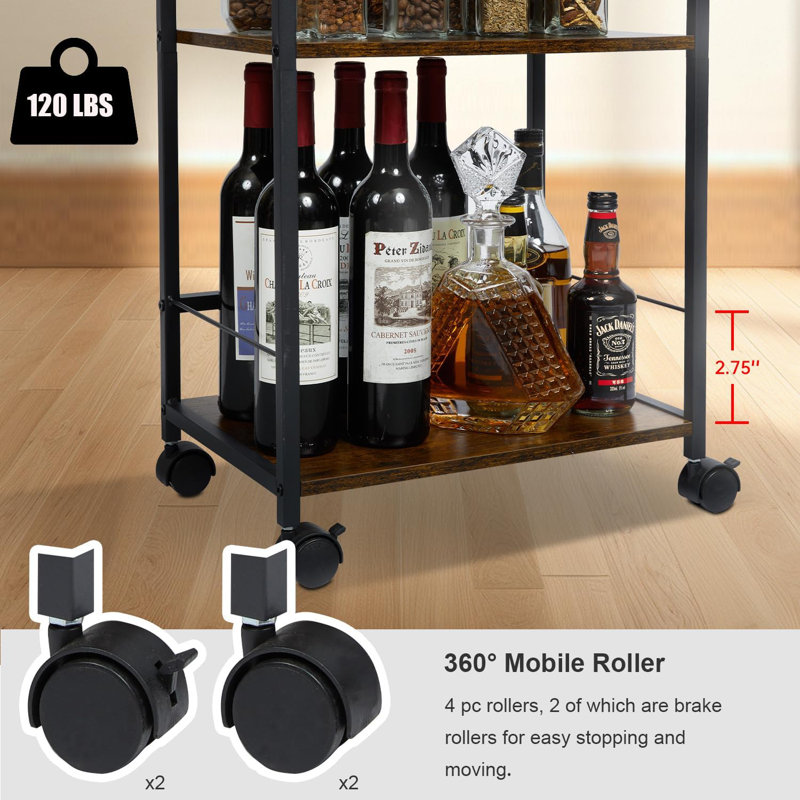 Coffee Bar Stand Station Cart with Storage Drawer -3 Tier, Extended Worktop Coffee Table,