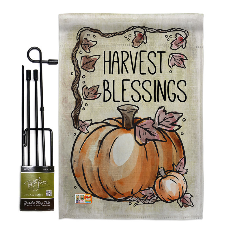 Harvest Blessings Fall Thanksgiving Vertical Double-Sided Garden Flag Set