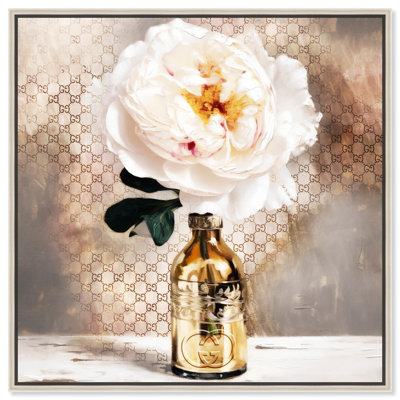 Simple Floral Golden Vase Canvas Flower Vase Glam Art by Art Remedy