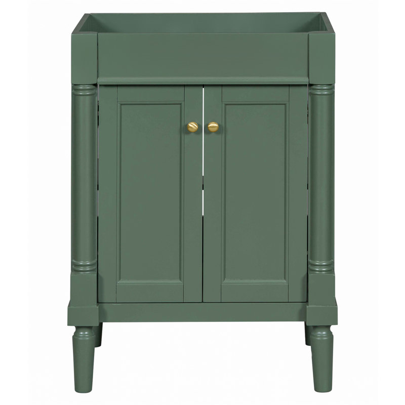 【Évier non inclus, meuble-lavabo de base seulement】 Meuble-lavabo de 24 po sans lavabo, meuble de rangement moderne à 2 niveaux, meuble-lavabo simple, grandes tablettes de rangement