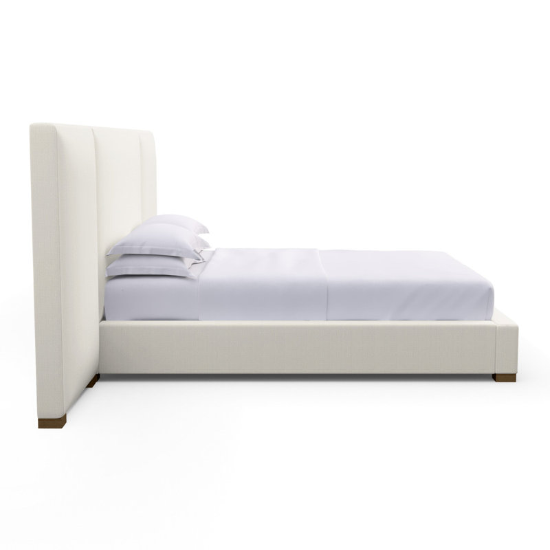 Prospect Upholstered Bed, Dark Brown, Box Weave Linen Alabaster, King
