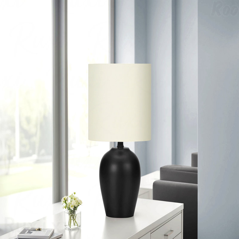 Table Lamp - 17"H, Black Ceramic Material