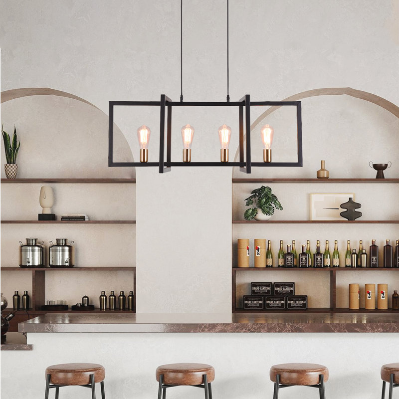 Barines 4 - Light Dimmable Kitchen Island Chandelier, Matte Black