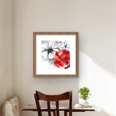 Croquis de fleurs rouges et blanches encadrées