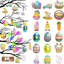Décorations de Pâques - Décoration d'arbre de Pâques - Décorations suspendues en bois de Pâques et autres 18 styles - Ornements en forme d'œuf de Pâques