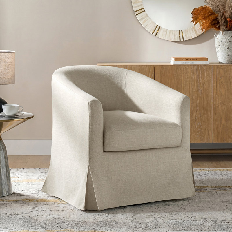 Fauteuil demi-tonneau pivotant Cristobal, Lin