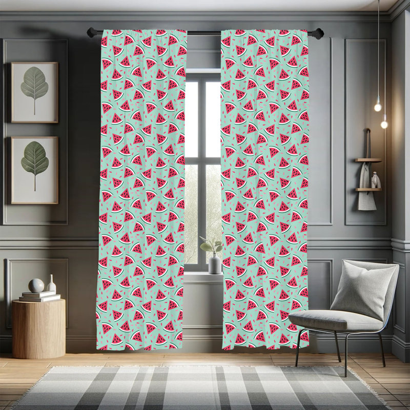 Fruit Semi-Sheer Rod Pocket Curtain Panels, 28" x 84"