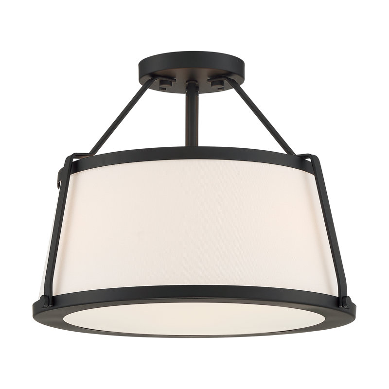 Plafonnier semi-encastré 3 lumières 15,5 po Vonnie, Noir mat