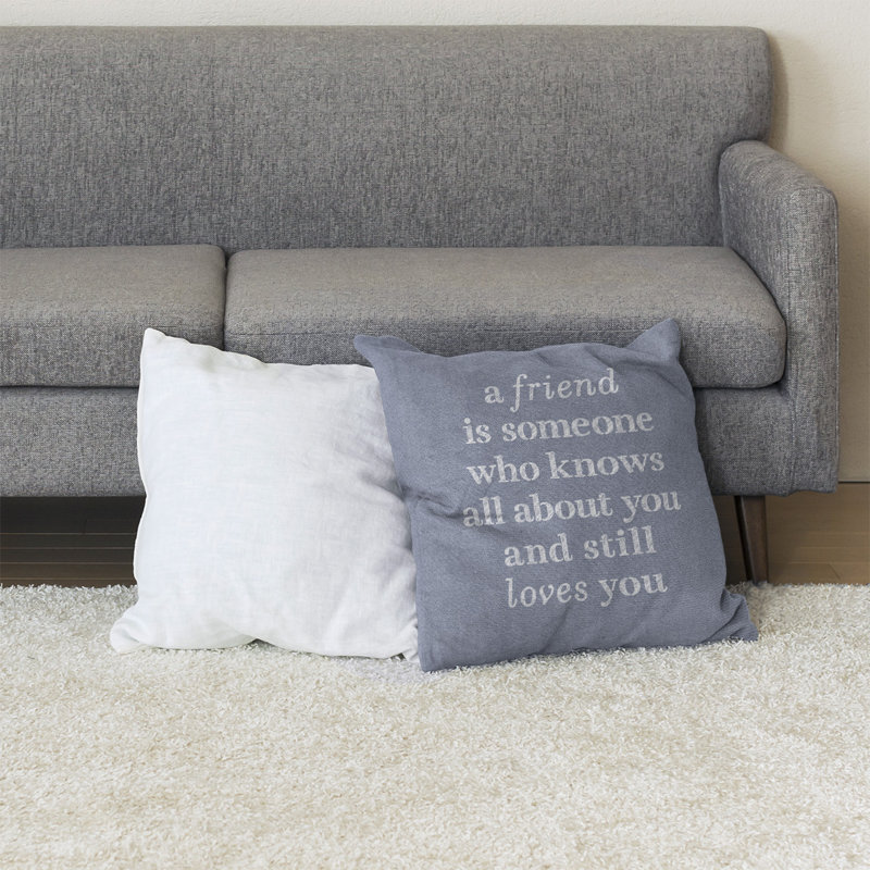 Coussin de sol Love & Friendship, Bleu/blanc, 28 po x 28 po