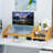 Bamboo Laptop Stand For Desk 3 Heights Adjustable Notebook Stand Computer Monitor Riser With 2 Tier Storage Shelf, Desktop Organizer Printer Stand For Home Office