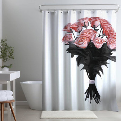 Shower Curtain FL319 – Polyester Shower Curtain, Dye Sublimation Print, 71" W × 74" L