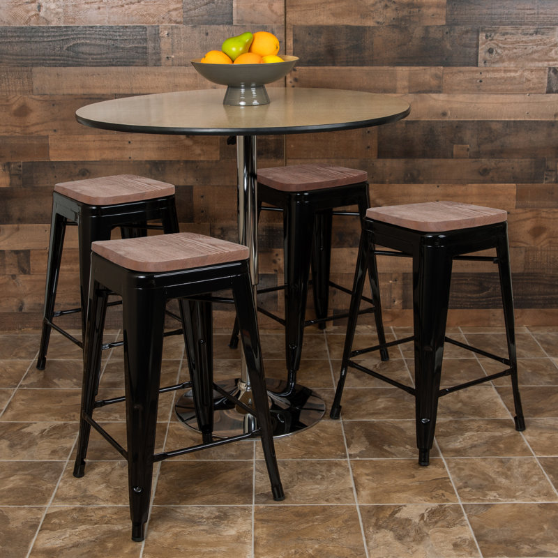 Tabouret Seitz, Tabouret de comptoir (siège d'une hauteur de 24 p, Noir