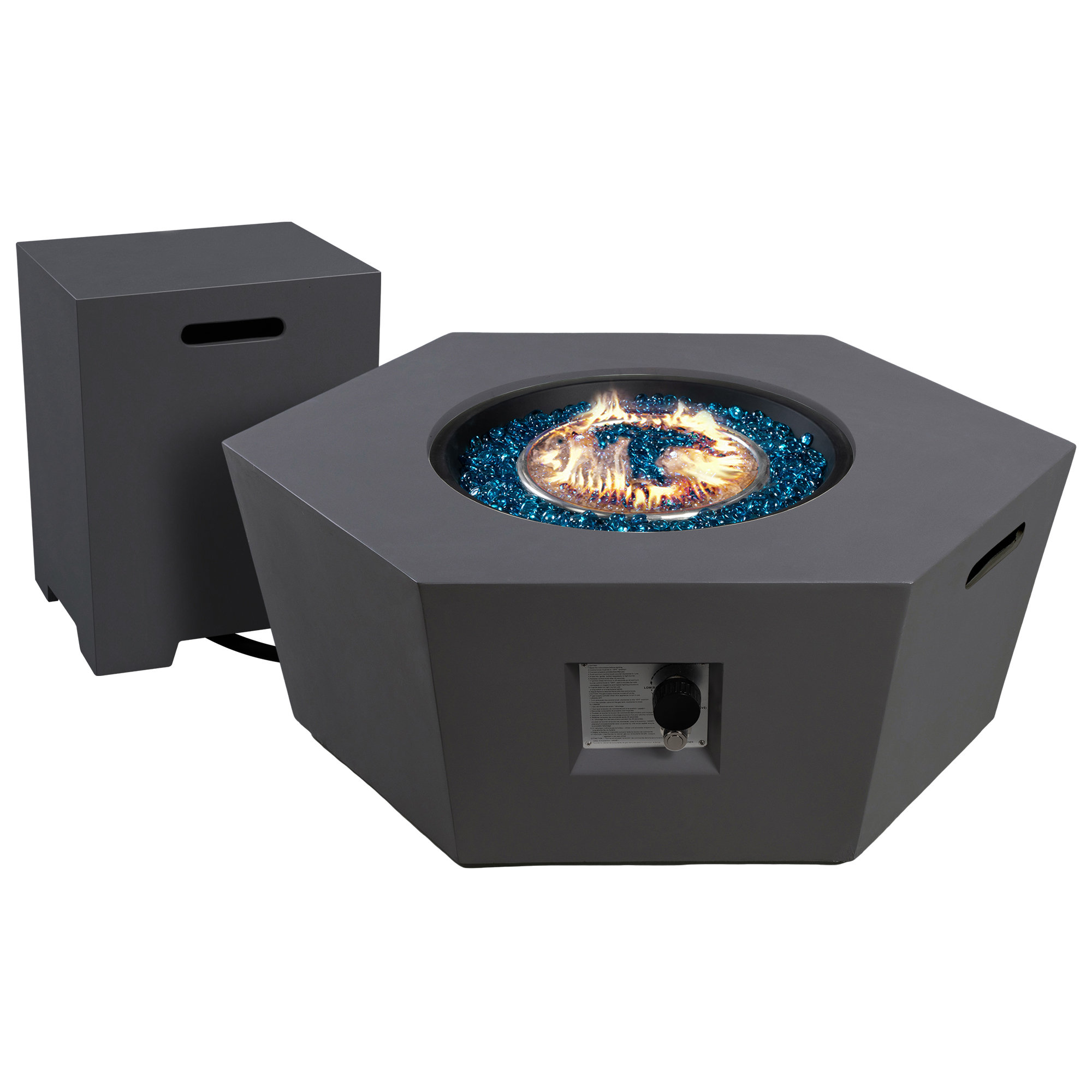 Latitude Run® 41 in. 50,000 BTU Dark Gray Hexagon Concrete Outdoor ...