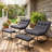 Ergonomic Removable Upholstered Rocking Chair With Upholstered Footstool, Outdoor Lounge Rocking Chair For Patio, Garden Set Of 2-225103436