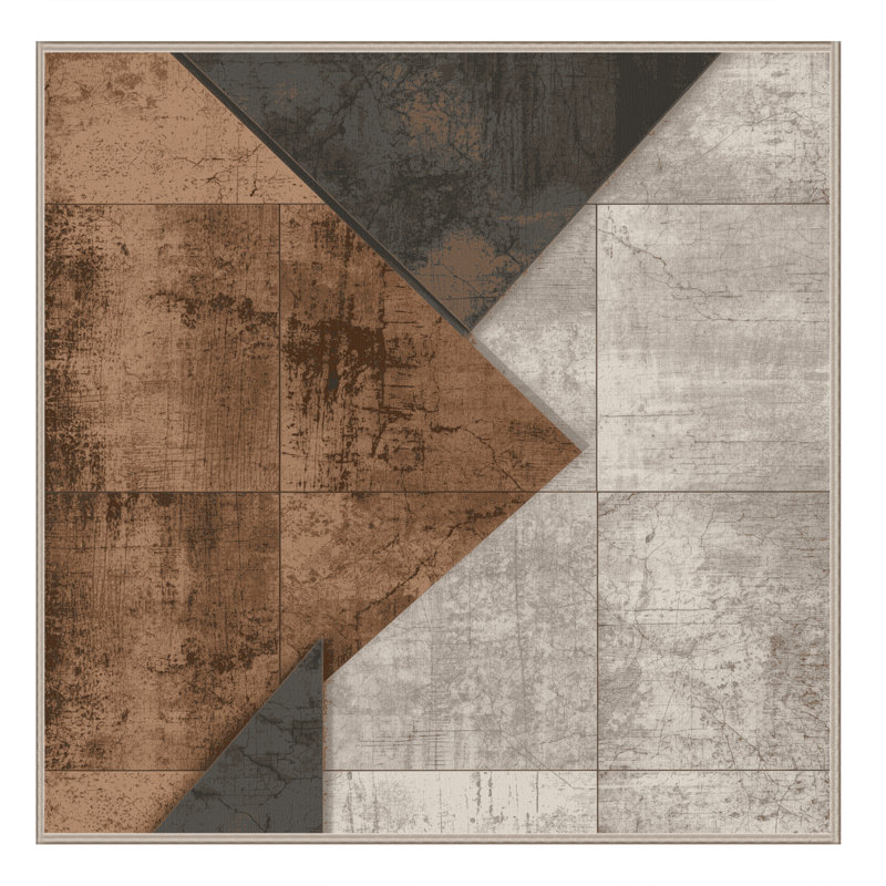 Tapis industriel doux et moelleux beige à motif abstrait Ealey, Rond 6 pi