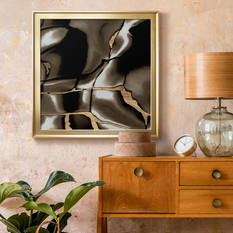 Toile encadrée Golden Shimmer III-Premium - prête à être accrochée, Toile avec cadre doré, H 30,5 po x l 30,5 po x P 1,5 po