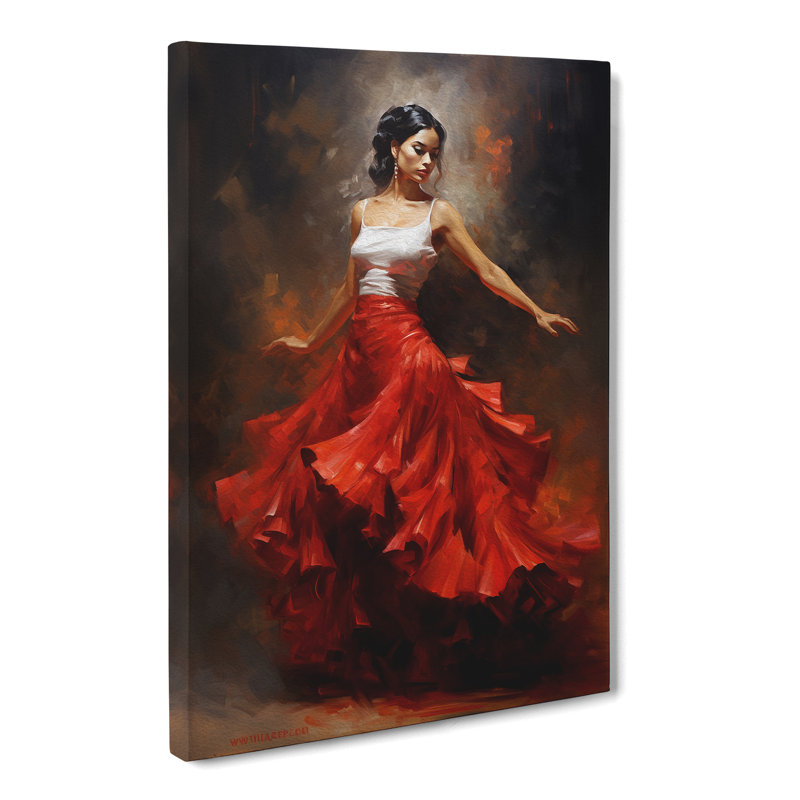 Flamenco Dancer Classicism - Wrapped Canvas Print, 60cm H x 40cm W x 3cm D