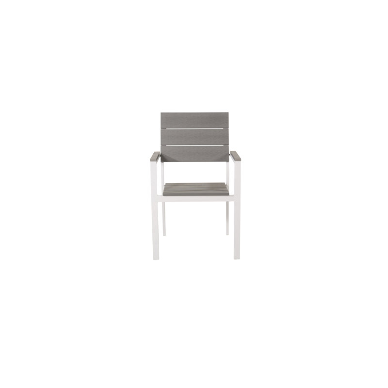 Faiyaz Patio Dining Armchair with Cushion, Grey/White