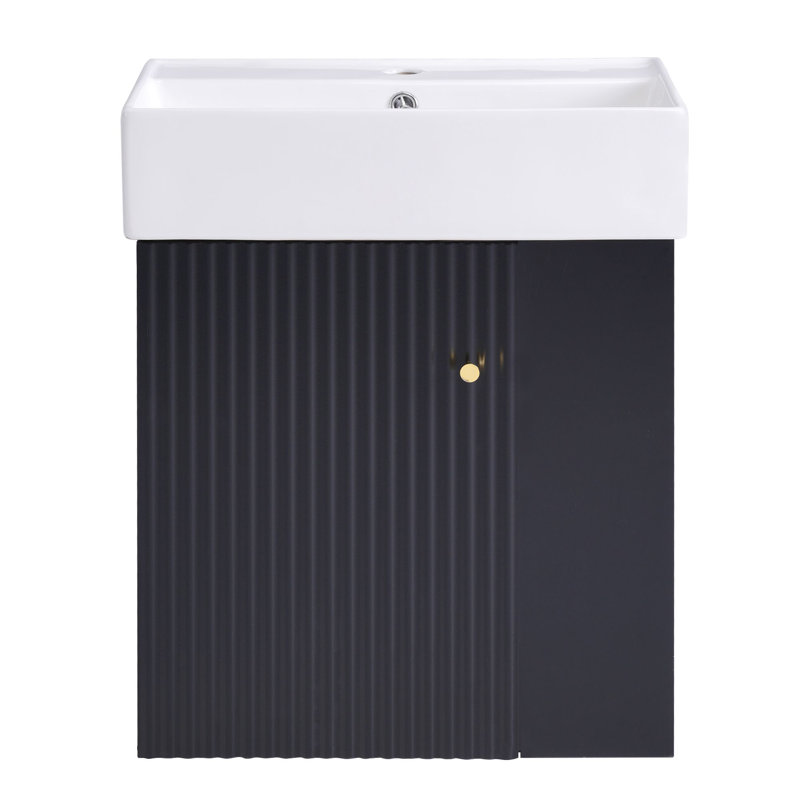 Meuble-lavabo flottant moderne 21,6 po, Noir