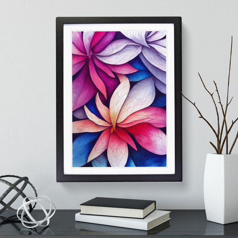 Entrancing Flowers No.3 - Single Picture Frame Print, Black, 64cm H x 46cm W x 2cm D