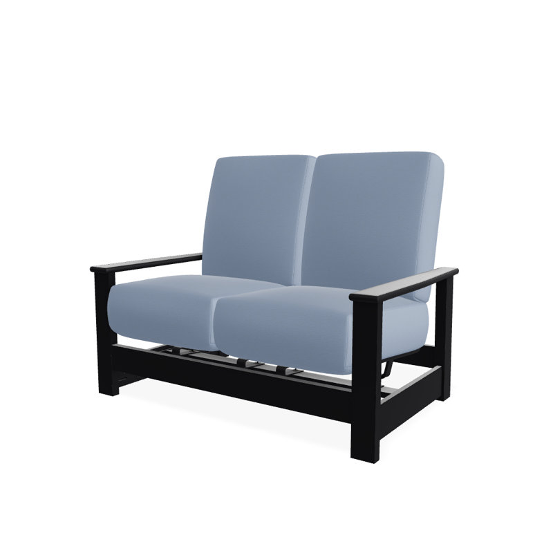 Causeuse profond avec coussins Leeward, Toile toile Sunbrella® bleu ciel, Noir