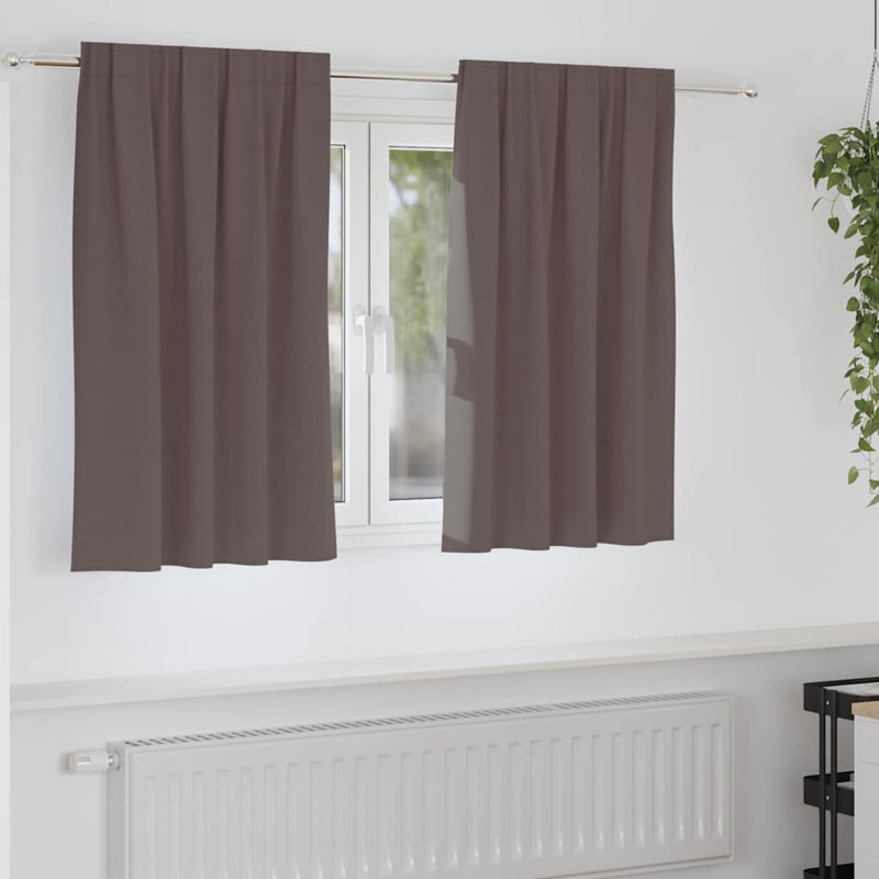 Blackout Curtain Pair, 140cm Width x 140cm Drop, Dark Brown