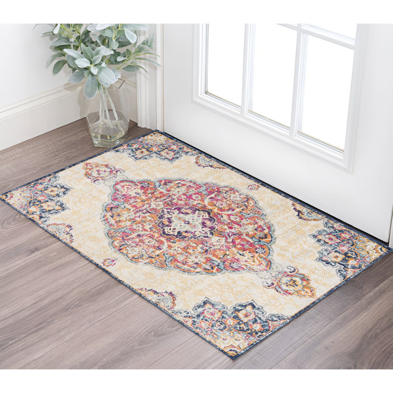 2' X 4' Cream Oriental Dhurrie Area Rug