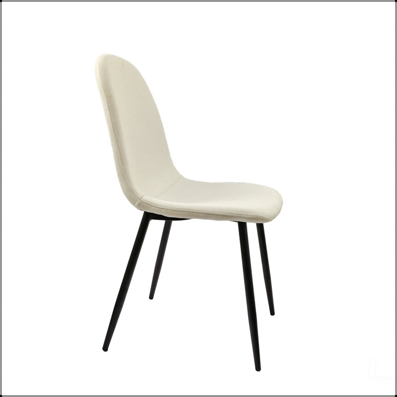 Ensemble de 4 chaises de salle à manger modernes, siège rembourré en tissu de lin, Blanc, Beige