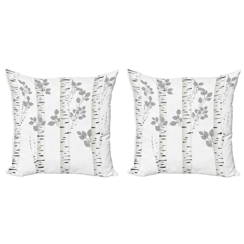 Ensemble de 2 coussins décoratifs Ambesonne Birch Tree, 16 po x 1 po