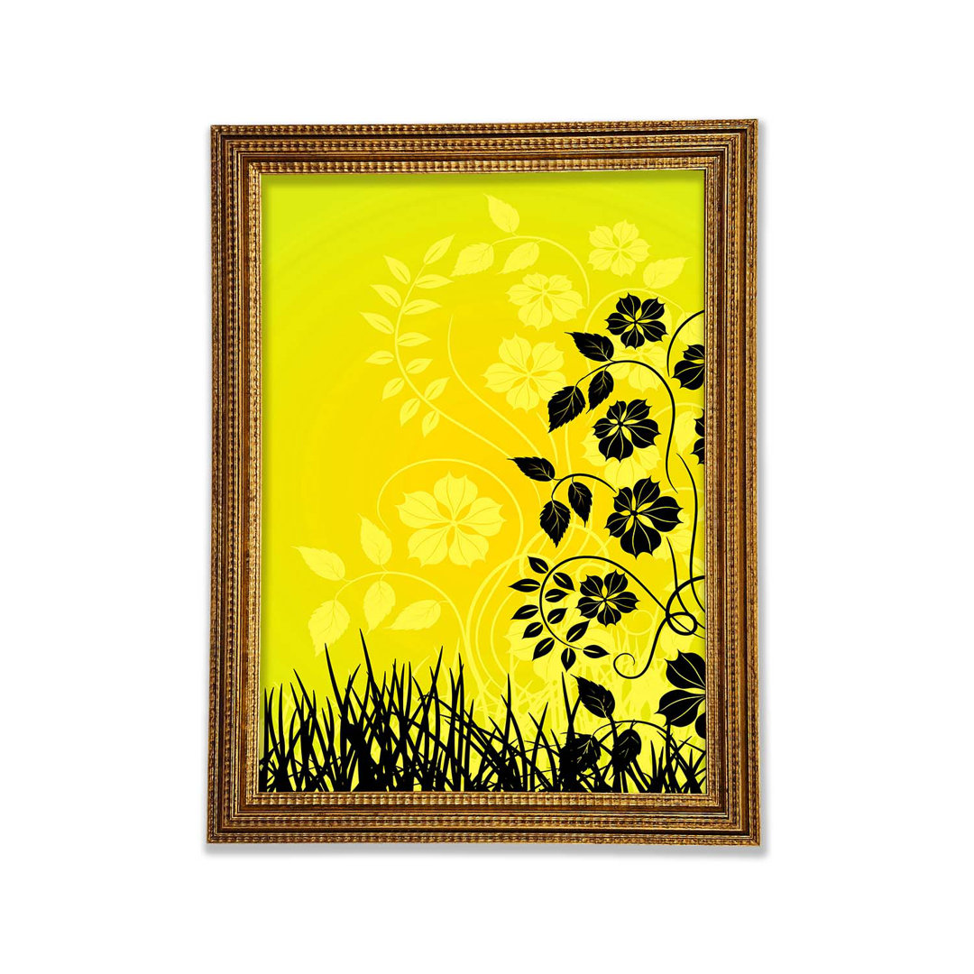 Gerahmter Kunstdruck Black Flowers In Yellow Sun