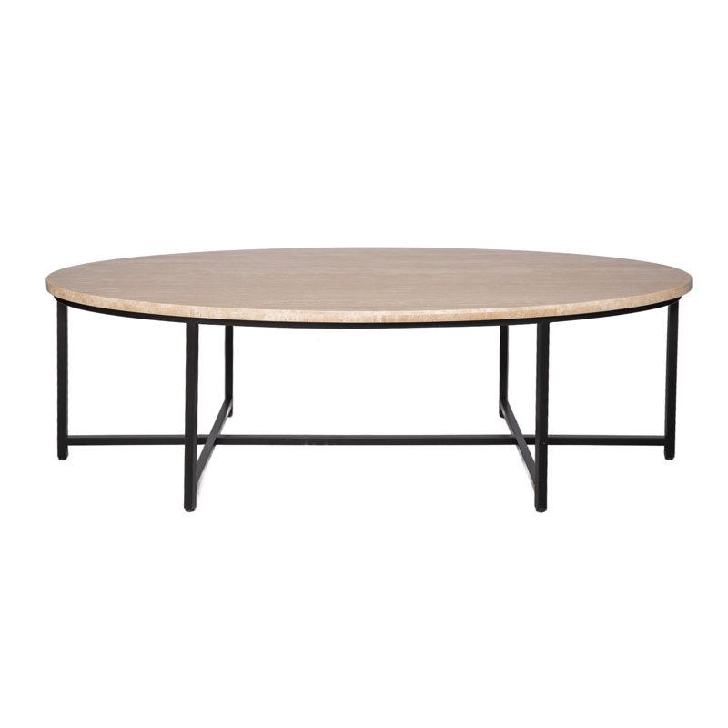 Table basse Marble, Dos plat, H 18,5 po x L 48 po x l 26 po, Travertin léger