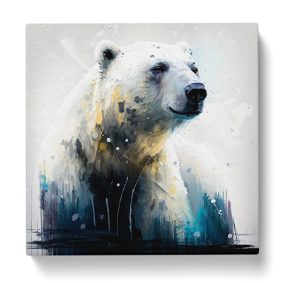 Polar Bear Gestural Art - Wrapped Canvas