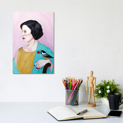 Woman With Shawl And Bird by Sally B - Gallery-Wrapped Canvas Giclée on Canvas