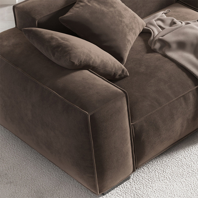 Coussin de canapé modulaire en cuir véritable Coffee, Café, H 27,56 po x l 94,49 po x P 39,37 po
