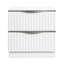 Mobilier de chambre à coucher moderne pour très grand lit 5 pièces avec finition blanc perle et panneaux de revêtement muraux doux, tiroirs de chevet en fausse fourrure crème-1106328782
