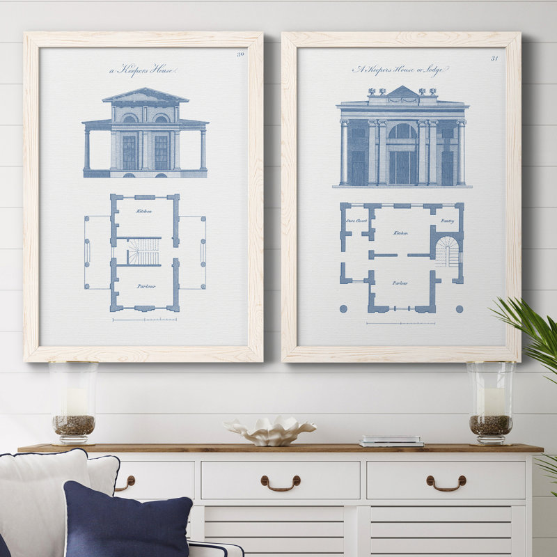 Garden Structures III - ensemble de 2 impressions encadrées, H 31,5 po x l 47 po x P 1,5 po, Toile blanche encadrée