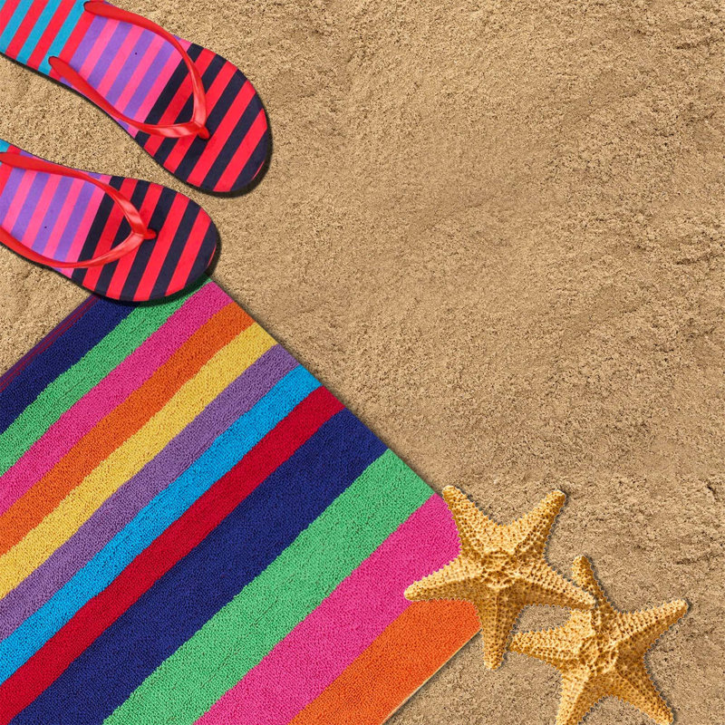 100% Cotton Beach Towel, Blue/Red/Purple/Yellow/Orange/Green