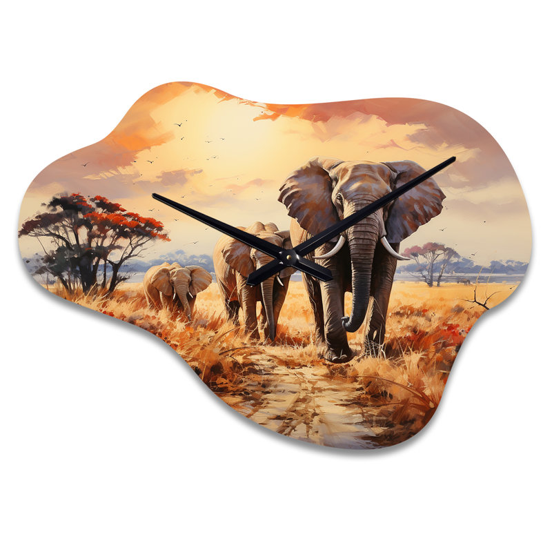 Horloge murale avec éléphant d'Afrique, Petit