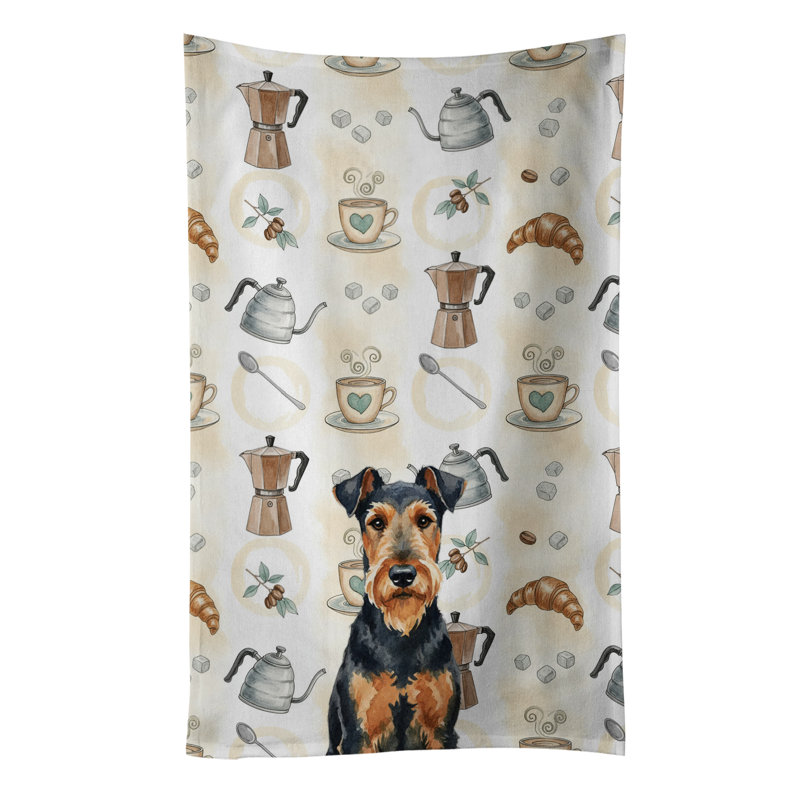 Airedale Terrier Coffee Bar Kitchen Towel, Airedale Terrier