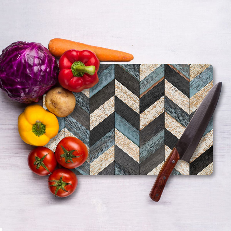 Flourish Tempered Glass Cutting Board, 7.9 x 11.8 inches | 100% Antibacterial, Easy-Clean Surface, Non-Slip Silicone Feet | Perfect for Food Prep & Serving, Durable & Stylish Kitchen Essential, Not Dishwasher Safe
